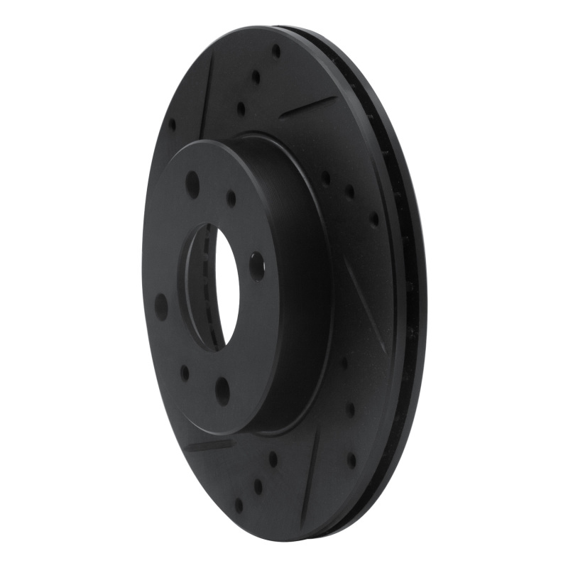 Nissan 200SX Brake Rotor (1) - Front Left - R1 Concepts - Drilled & Slotted - Black - `95-`00